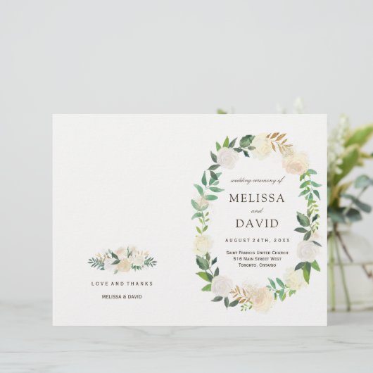 Romantic Rozen Woodland Wedding Programs (Staand voorkant)