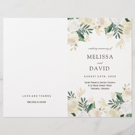 Romantic Rozen Woodland Wedding Programs (Voorkant)