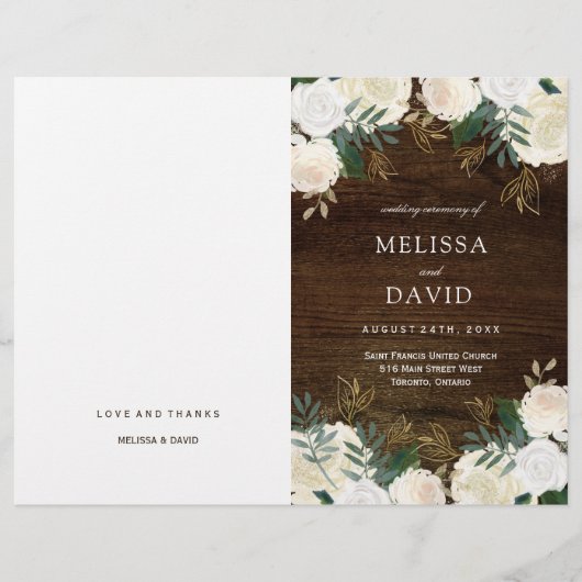 Romantic Rozen Woodland Wedding Programs (Voorkant)