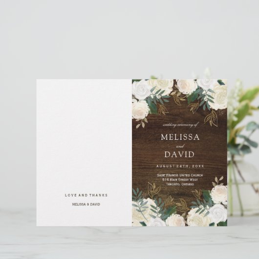 Romantic Rozen Woodland Wedding Programs (Staand voorkant)