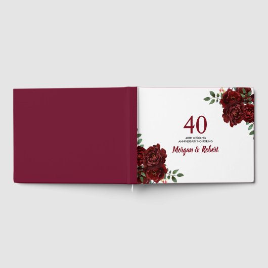 Romantic Ruby Red Rose 40th Wedding Jubileum Gastenboek (Volledig)