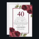 Romantic Ruby Red Roses 40th Wedding Jubileum Kaart<br><div class="desc">Romantic Ruby Red Roses 40th Wedding Jubileum Uitnodiging Zie passend collectie in Niche en Nest Store</div>