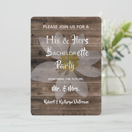 Romantic & Rustic Bachelor/Bachelorette Party Kaart (Staand voorkant)