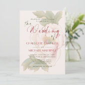 Romantic Rustic Blush Peony Roos Floral Wedding Kaart (Staand voorkant)