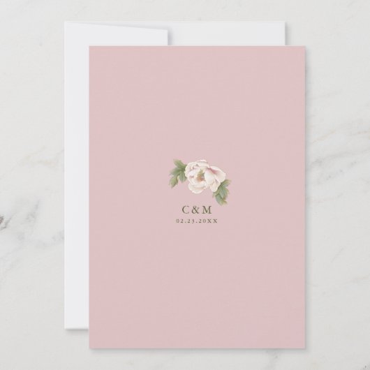 Romantic Rustic Blush Peony Roos Floral Wedding Kaart (Achterkant)