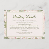 Romantic Rustic Blush Pink Floral Wedding Details Informatiekaartje (Voorkant)