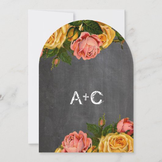 Romantic Rustic Chalkboard Heirloom Rozen Kaart (Achterkant)