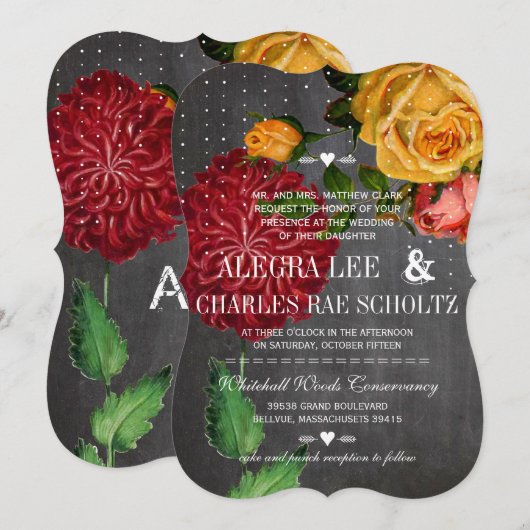 Romantic Rustic Chalkboard Heirloom Rozen Kaart (Voorkant / Achterkant)