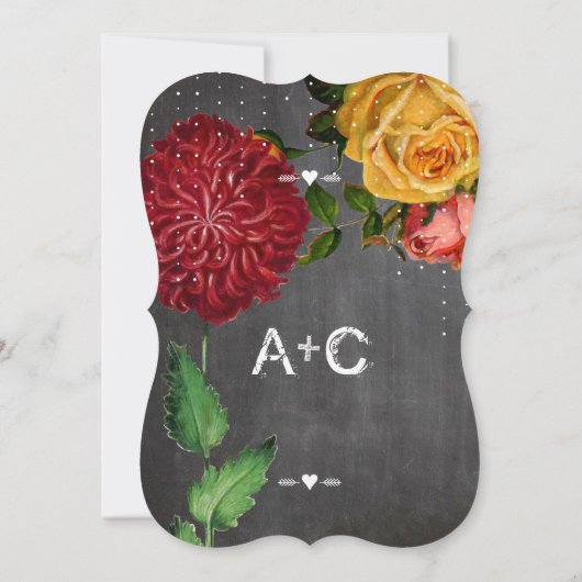 Romantic Rustic Chalkboard Heirloom Rozen Kaart (Achterkant)