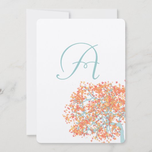 Romantic Rustic Coral Tree Wedding Kaart (Achterkant)