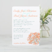 Romantic Rustic Coral Tree Wedding Kaart (Staand voorkant)