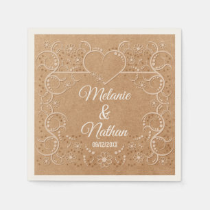 Romantic Rustic Heart  Lace Napkins Servet