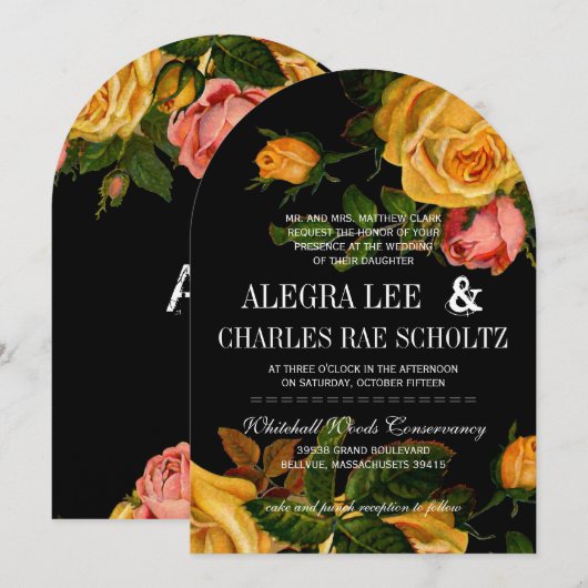 Romantic Rustic Heirloom Rozen op zwart Kaart (Voorkant / Achterkant)