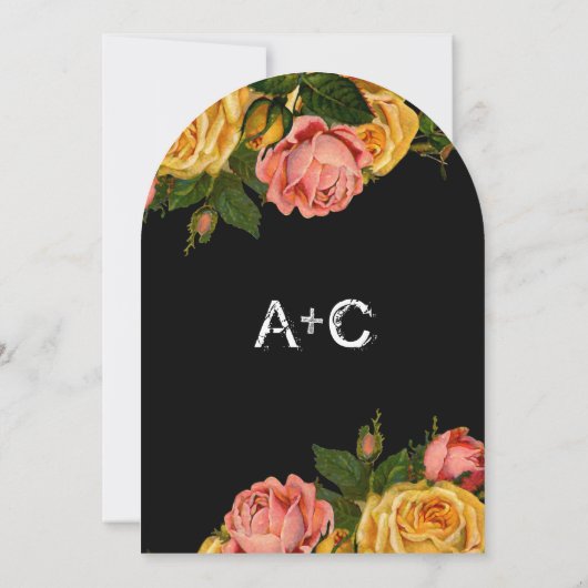 Romantic Rustic Heirloom Rozen op zwart Kaart (Achterkant)