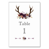 Romantic Rustic Marsala Floral Table Number Kaart (Voorkant)