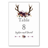 Romantic Rustic Marsala Floral Table Number Kaart (Voorkant)