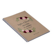 Romantic, Rustic Marsala Floral Wedding Planner Notitieboek (Rechterzijde)