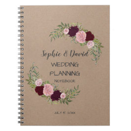 Romantic, Rustic Marsala Floral Wedding Planner Notitieboek
