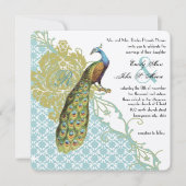 Romantic Rustic Mint Peacock Damask Wedding Kaart (Voorkant)