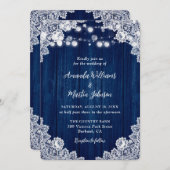 Romantic Rustic Navy Blue Wood Weddenschap Kaart (Voorkant / Achterkant)