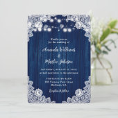 Romantic Rustic Navy Blue Wood Weddenschap Kaart (Staand voorkant)