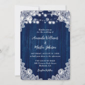 Romantic Rustic Navy Blue Wood Weddenschap Kaart (Voorkant)