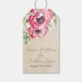 Romantic Rustic Pink & White Ranunculus Cadeaulabel