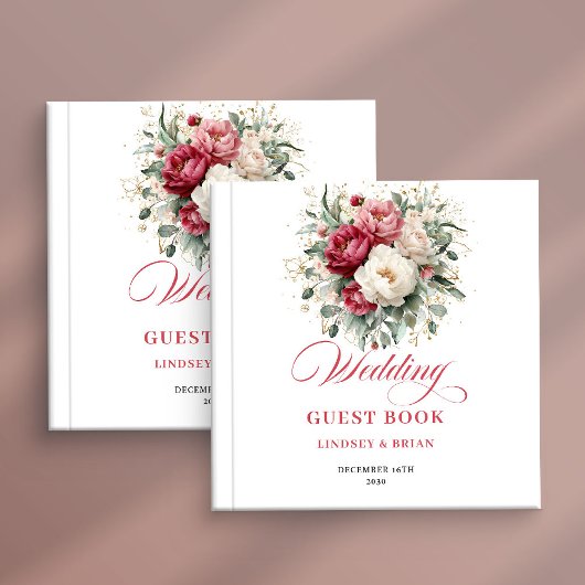 Romantic Rustic Red Blush Wedding Guest Book Gastenboek