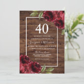 Romantic Rustic Red Roses 40th Wedding Jubileum Kaart (Staand voorkant)