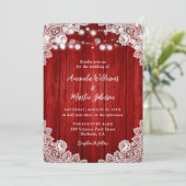 Romantic Rustic Red Wood Lace Weddenschap Kaart (Staand voorkant)