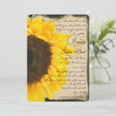 Romantic Rustic Sunflower Wedding Uitnodiging (Staand voorkant)