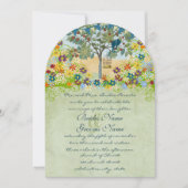 Romantic Rustic Tortelduifjes Tree Wedding Invitat Kaart (Voorkant)