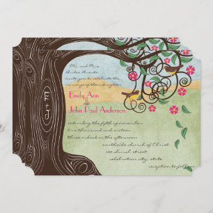 Romantic Rustic Tree Cherry Blossom Cute Lovevogel Kaart