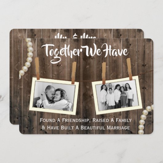 Romantic & Rustic Vow Renewal Two Photo Invitation Kaart (Voorkant / Achterkant)