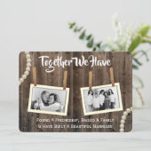 Romantic & Rustic Vow Renewal Two Photo Invitation Kaart (Staand voorkant)