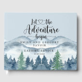 Romantic Rustic Waterverf Mountains Trees Wedding Gastenboek (Voorkant)