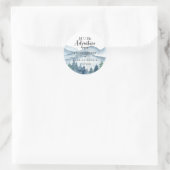 Romantic Rustic Waterverf Mountains Trees Wedding Ronde Sticker (Tas)