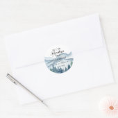 Romantic Rustic Waterverf Mountains Trees Wedding Ronde Sticker (Envelop)