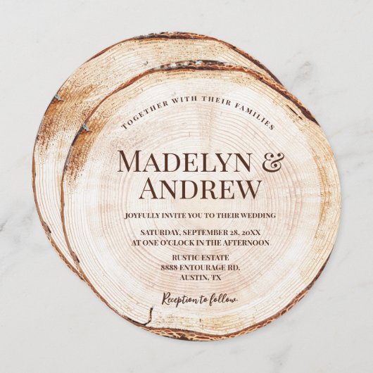 Romantic Rustic Wedding Wood Tree Bark Kaart (Voorkant / Achterkant)