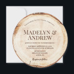 Romantic Rustic Wedding Wood Tree Bark Kaart<br><div class="desc">Introductie van het platteland Romantische rustieke bruiloft hout boom schors uitnodiging, geïnspireerd door de schoonheid en charme van rustieke landelijke bruiloften. Dit unieke uitnodigingsontwerp bootst de verschijning van houten plakken na, tonend de ingewikkelde boomringen en toevoegend een aanraking van natuurlijke elegantie aan uw huwelijksthema. Dompel uw gasten onder in de...</div>