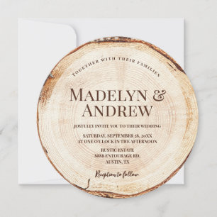 Romantic Rustic Wedding Wood Tree Bark Kaart