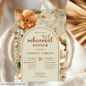 Romantic Rusty Beige Olive Floral Rehearsal Invite Kaart