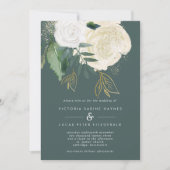 Romantic Sage & Gold Wedding Invitation Kaart (Voorkant)