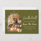 Romantic Sage Green Arch bewaart de Datumkaarten Kaart (Voorkant)