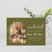 Romantic Sage Green Arch bewaart de Datumkaarten Kaart (Staand voorkant)