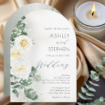 Romantic Sage Green Arch Wedding Invitation Kaart<br><div class="desc">This elegant eucalyptus greenery wedding invitation showcases soft white roses, flowing botanical elements, and subtle gold accents for a fresh and sophisticated look. Ideal for greenery weddings, nature-inspired celebrations, and classic neutral themes. Personalize with your wedding details to create a beautifully cohesive and timeless invitation. Matching items available including envelopes,...</div>
