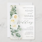 Romantic Sage Green Floral Wedding Invitation Kaart (Voorkant)