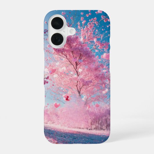 Romantic Sakura - Heart Blossom Phone Case iPhone 16 Hoesje (Achterkant)