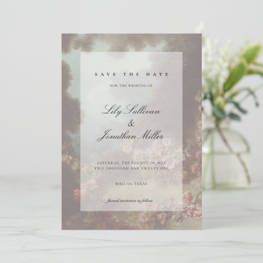 Romantic Save the Date Floral Wedding Invitation (Staand voorkant)