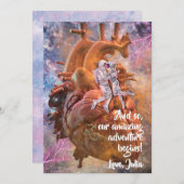 Romantic Sci-fi Space Astronauts Couple Valentijn Feestdagenkaart (Voorkant / Achterkant)